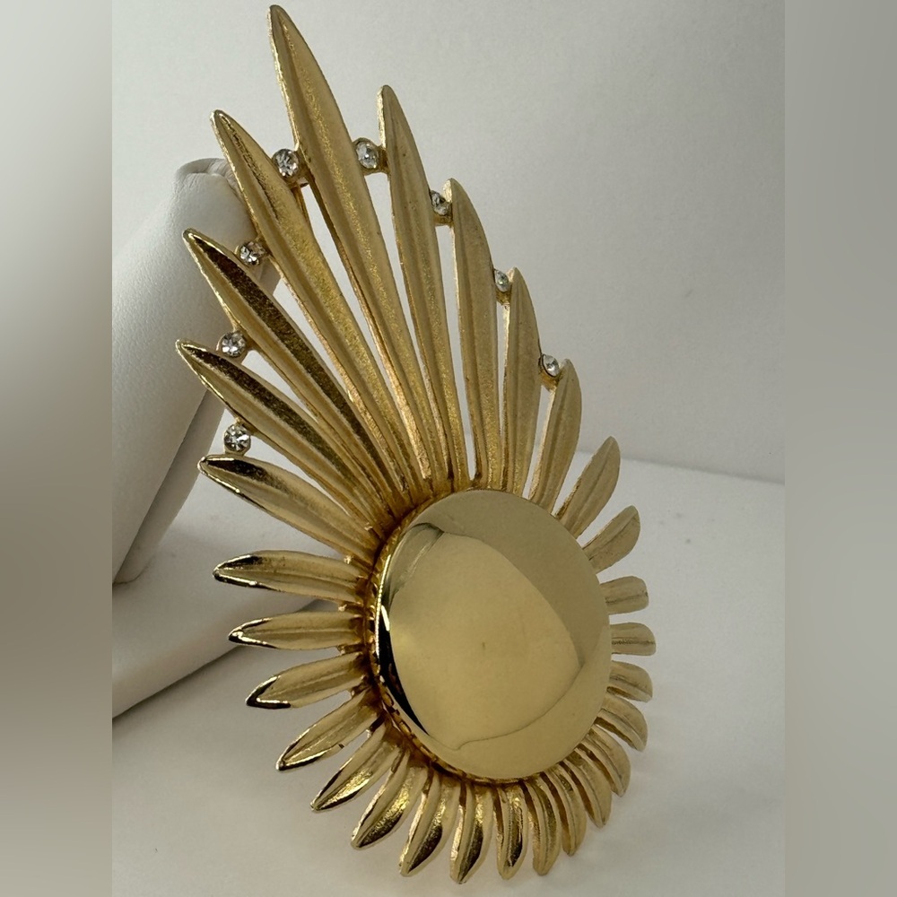 Vtg Atomic Space Age Rhinestone Celestial Starburst Comet Brooch Mcm Whimsical